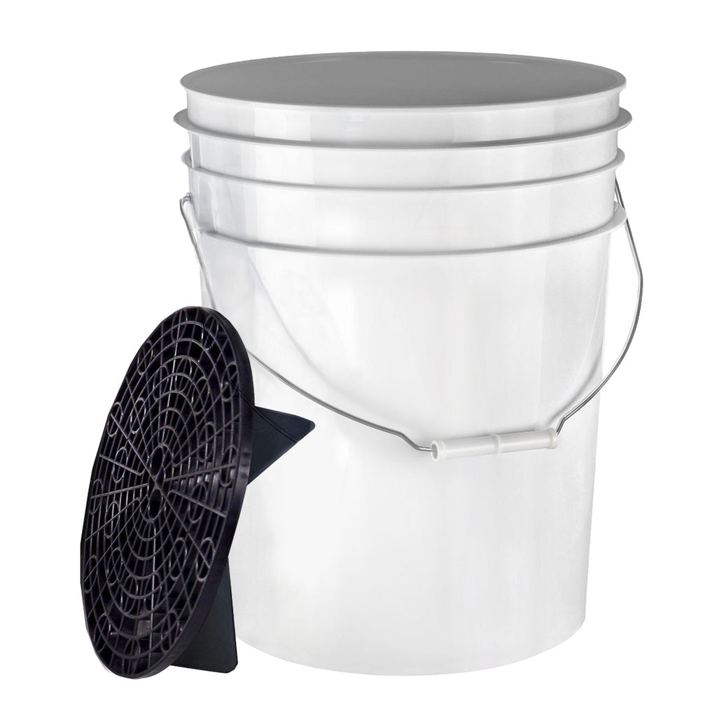 BenBow White Bucket 20L – Detailing Emmer met Zwart Vuilrooster
